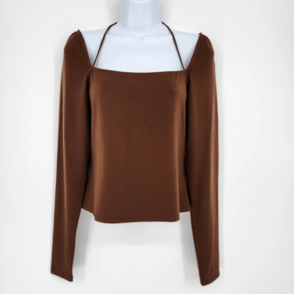 Reformation Womens Earthy Indie Brown Square Neck Top Size L Halter Modern Chic